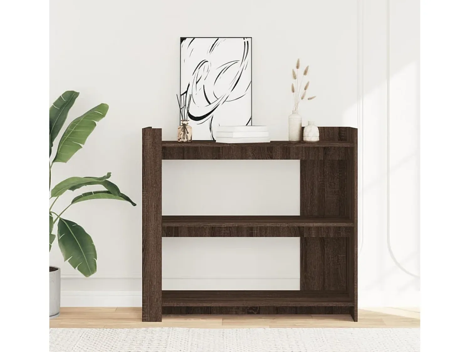 Outlet Mesa consola 100x35x90cm derivados de madeira carvalho PT645208 Castanho