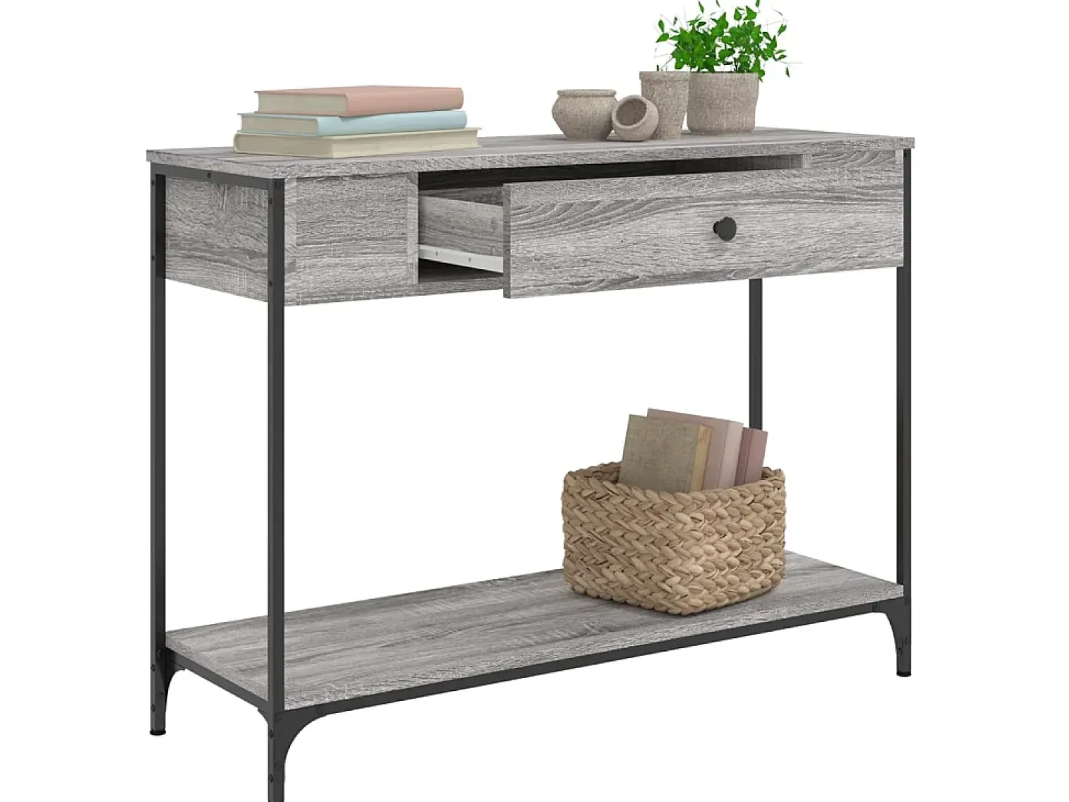Consola* Mesa consola 100x34,5x75cm derivados de madeira sonoma PT157078 Cinzento