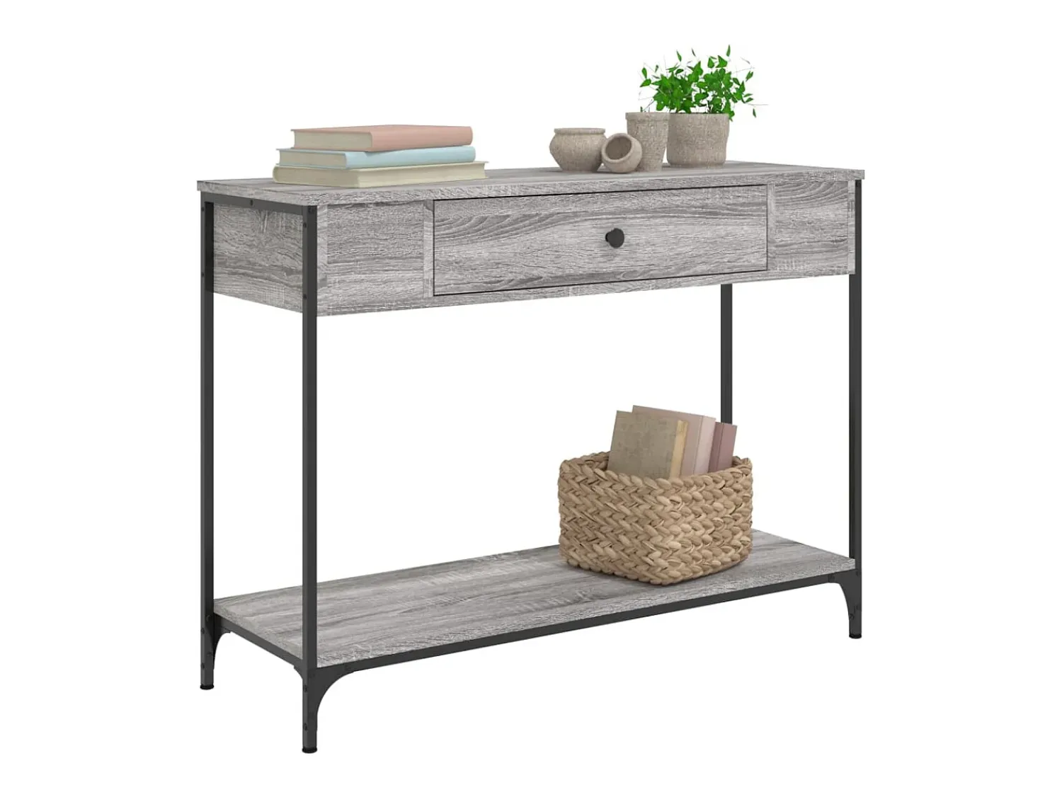 Consola* Mesa consola 100x34,5x75cm derivados de madeira sonoma PT157078 Cinzento