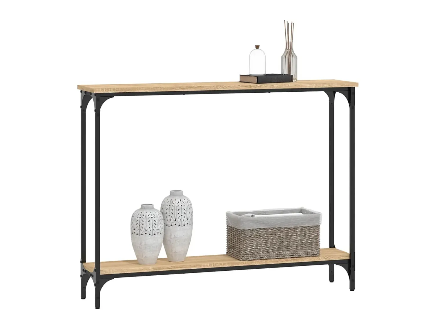 Consola| Mesa consola 100x22,5x75cm derivados de madeira carvalho sonoma PT997488 Castanho