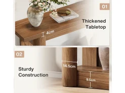 Consola|Tribesigns Mesa console de 160 cm, com dois níveis de comprimento, mesa de corredor com armazenamento, marrom rústico Castanho