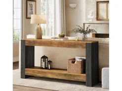 Consola*Tribesigns Mesa Console de 160 cm de Comprimento para Entrada, Mesa de Entrada em Madeira Rústica para Sala Castanho