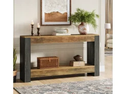 Consola*Tribesigns Mesa Console de 160 cm de Comprimento para Entrada, Mesa de Entrada em Madeira Rústica para Sala Castanho