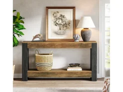 Consola*Tribesigns Mesa Console de 160 cm de Comprimento para Entrada, Mesa de Entrada em Madeira Rústica para Sala Castanho