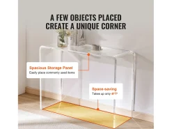 Consola* Mesa Console em Ácrílico SucceBuy, Mesa Auxiliar para Hall de Entrada, 97 X 38 X 74 CM Transparente