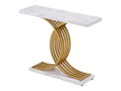 Consola* Mesa Console SucceBuy 100 cm, 1 Nível, Mesa Console Estreita para a Entrada e a Sala Branco