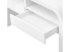 Discount ModernLuxe Mesa console 120x35,5x76,5cm - con 2 gavetas - Cantos arredondados - prateleiras abertas - MDF - Branco