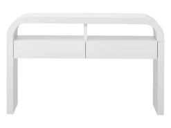 Discount ModernLuxe Mesa console 120x35,5x76,5cm - con 2 gavetas - Cantos arredondados - prateleiras abertas - MDF - Branco