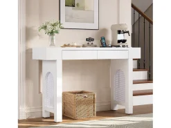 ModernLuxe Mesa console 120x35,5x76,5cm - con 2 gavetas - con tomada de corrente - MDF -^ Consola