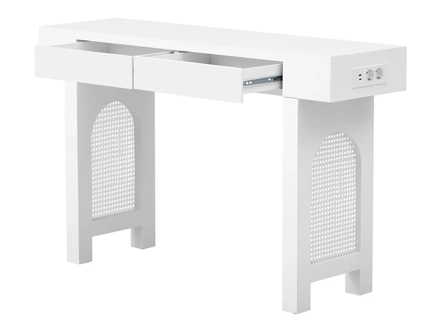 ModernLuxe Mesa console 120x35,5x76,5cm - con 2 gavetas - con tomada de corrente - MDF -^ Consola