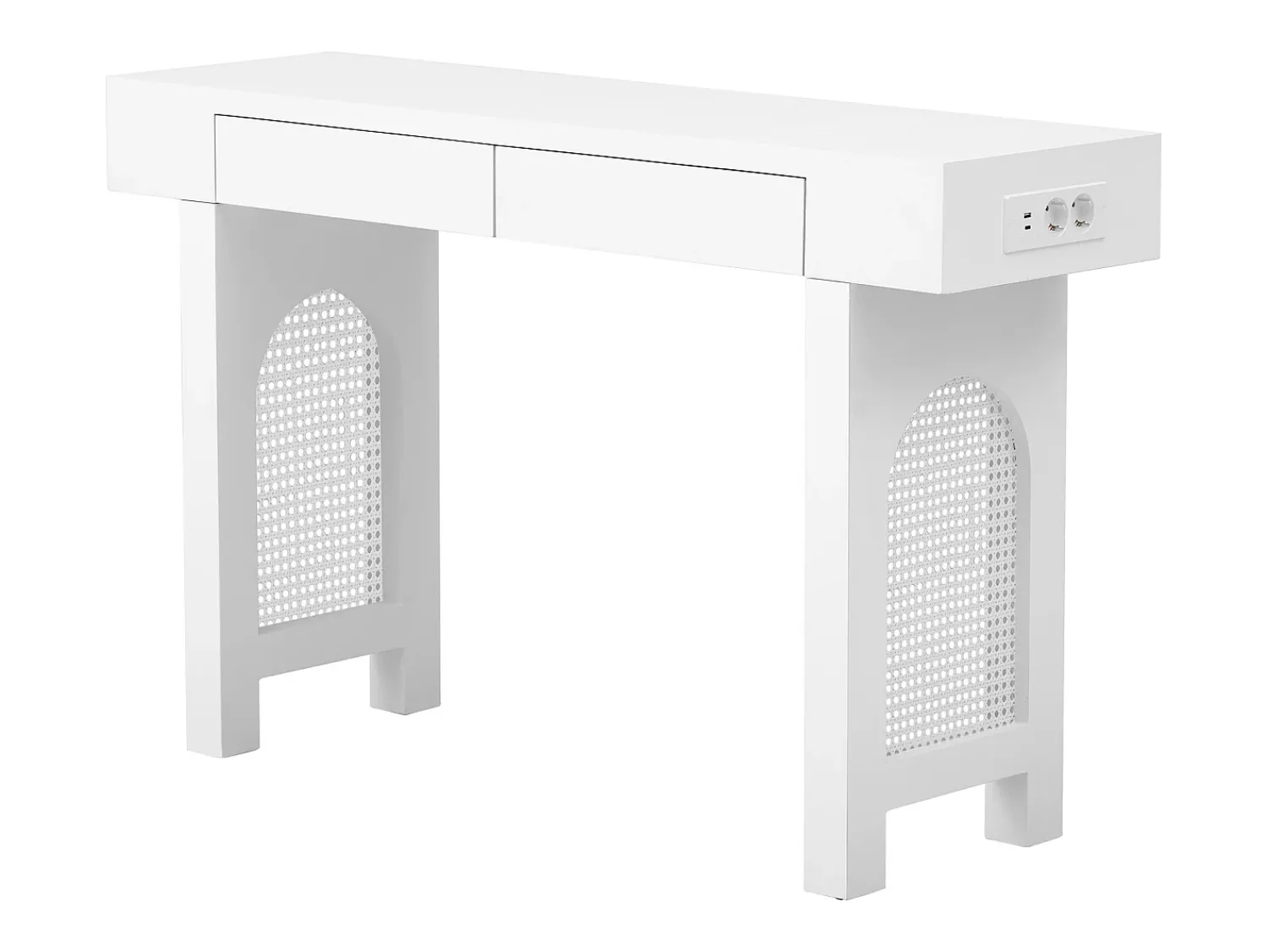 ModernLuxe Mesa console 120x35,5x76,5cm - con 2 gavetas - con tomada de corrente - MDF -^ Consola
