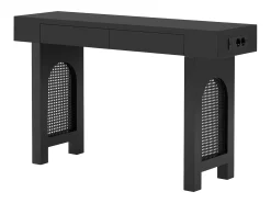 Hot ModernLuxe Mesa console 120x35,5x76,5cm - con 2 gavetas - con tomada de corrente - MDF - Preto