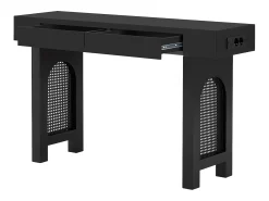 Hot ModernLuxe Mesa console 120x35,5x76,5cm - con 2 gavetas - con tomada de corrente - MDF - Preto