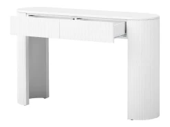 Consola*ModernLuxe Mesa console 120x33x76cm - con 2 gavetas - Cantos arredondados - MDF - Branco