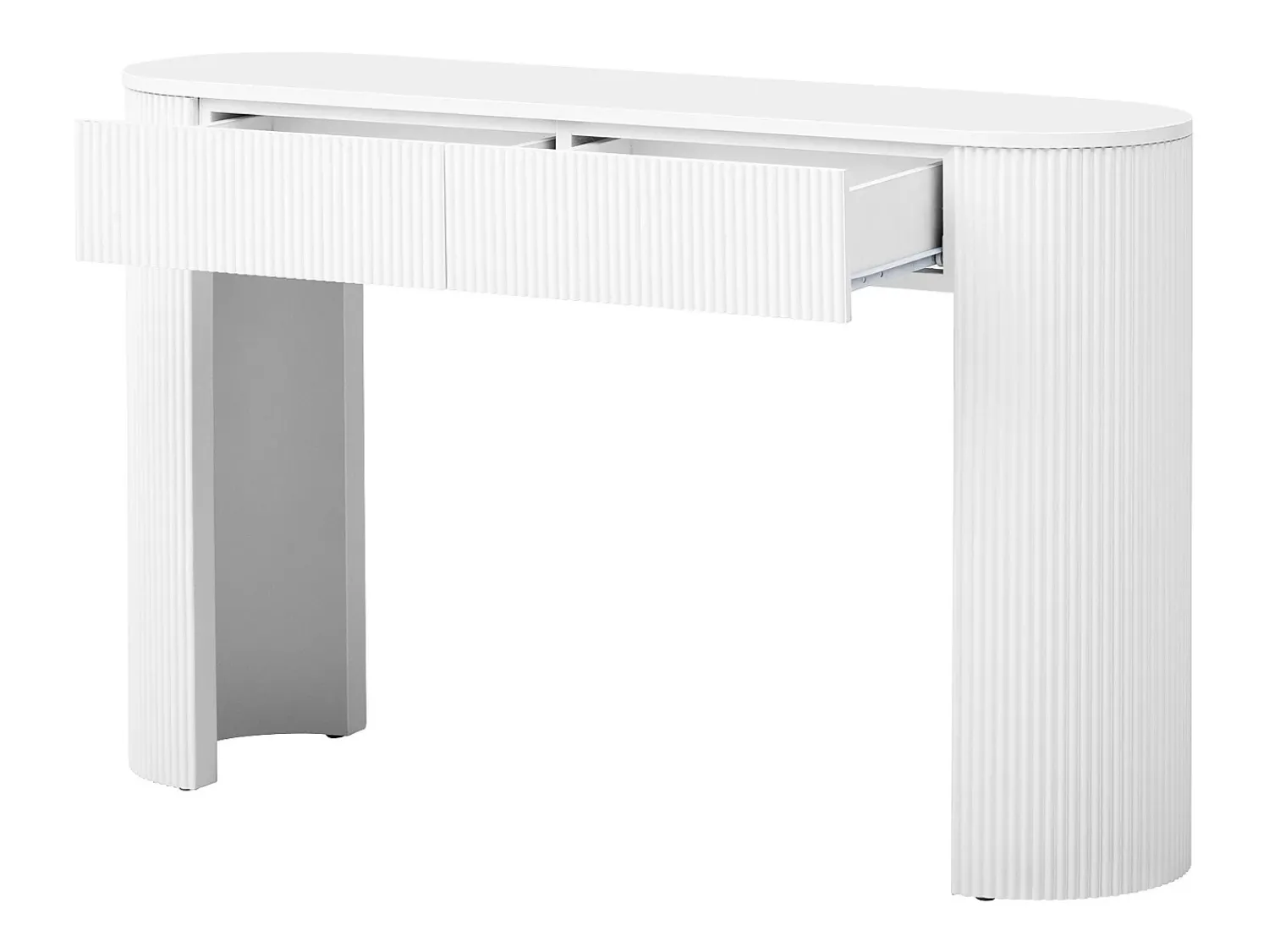 Consola*ModernLuxe Mesa console 120x33x76cm - con 2 gavetas - Cantos arredondados - MDF - Branco