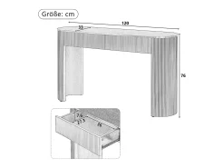 Consola*ModernLuxe Mesa console 120x33x76cm - con 2 gavetas - Cantos arredondados - MDF - Branco
