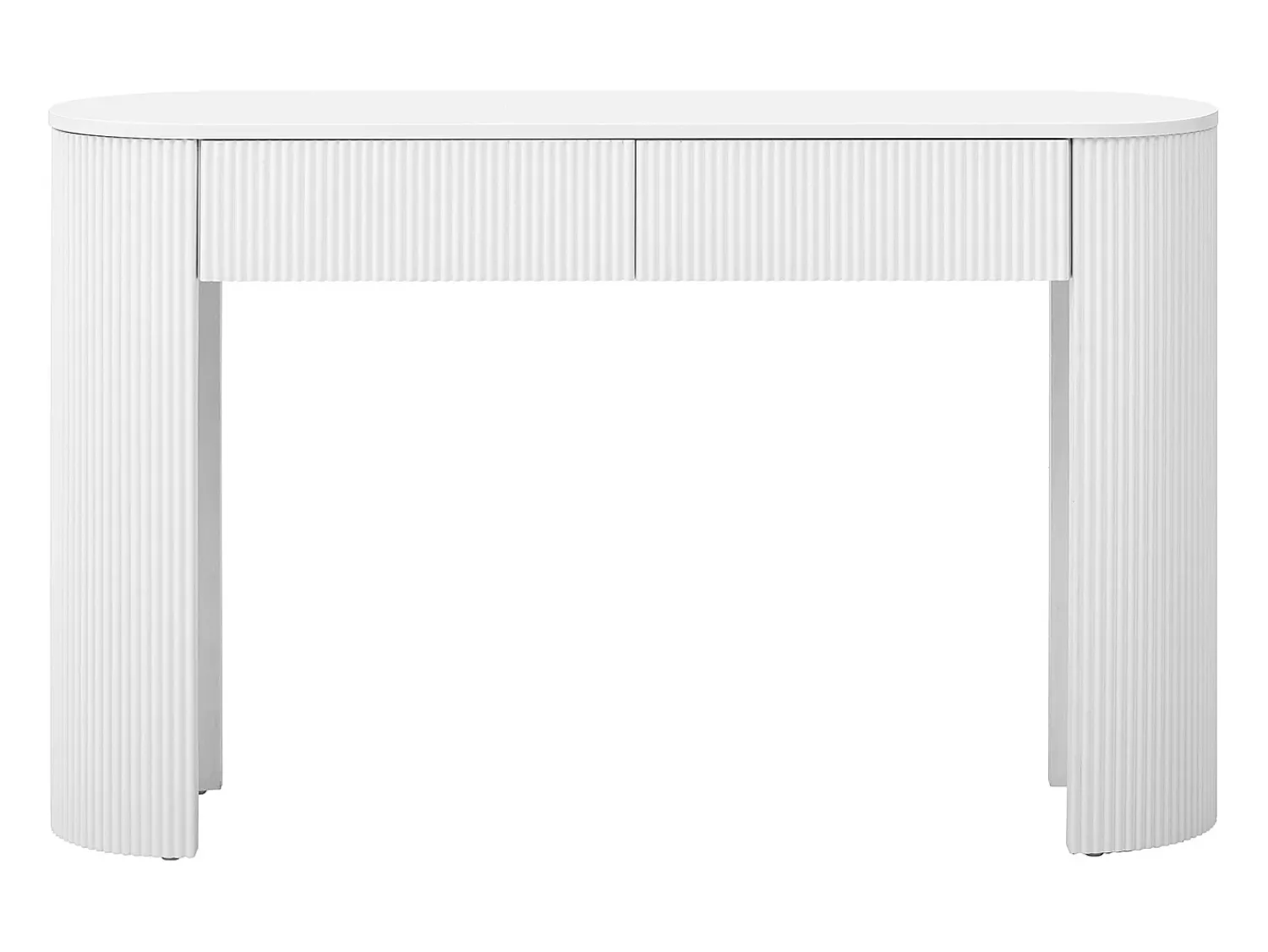 Consola*ModernLuxe Mesa console 120x33x76cm - con 2 gavetas - Cantos arredondados - MDF - Branco