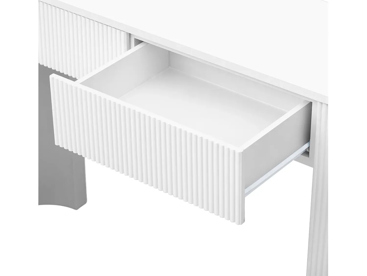 Consola*ModernLuxe Mesa console 120x33x76cm - con 2 gavetas - Cantos arredondados - MDF - Branco