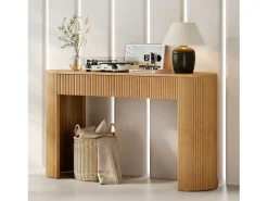 ModernLuxe Mesa console 120x33x76cm - con 2 gavetas - Cantos arredondados - MDF - Natural^ Consola
