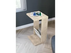 Herdasa Mesa de apoio - A70cm x L40cm x P35cm carvalho claro e branco -Trébol^ Mesa De Apoio