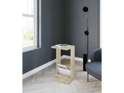 Herdasa Mesa de apoio - A70cm x L40cm x P35cm carvalho claro e branco -Trébol^ Mesa De Apoio