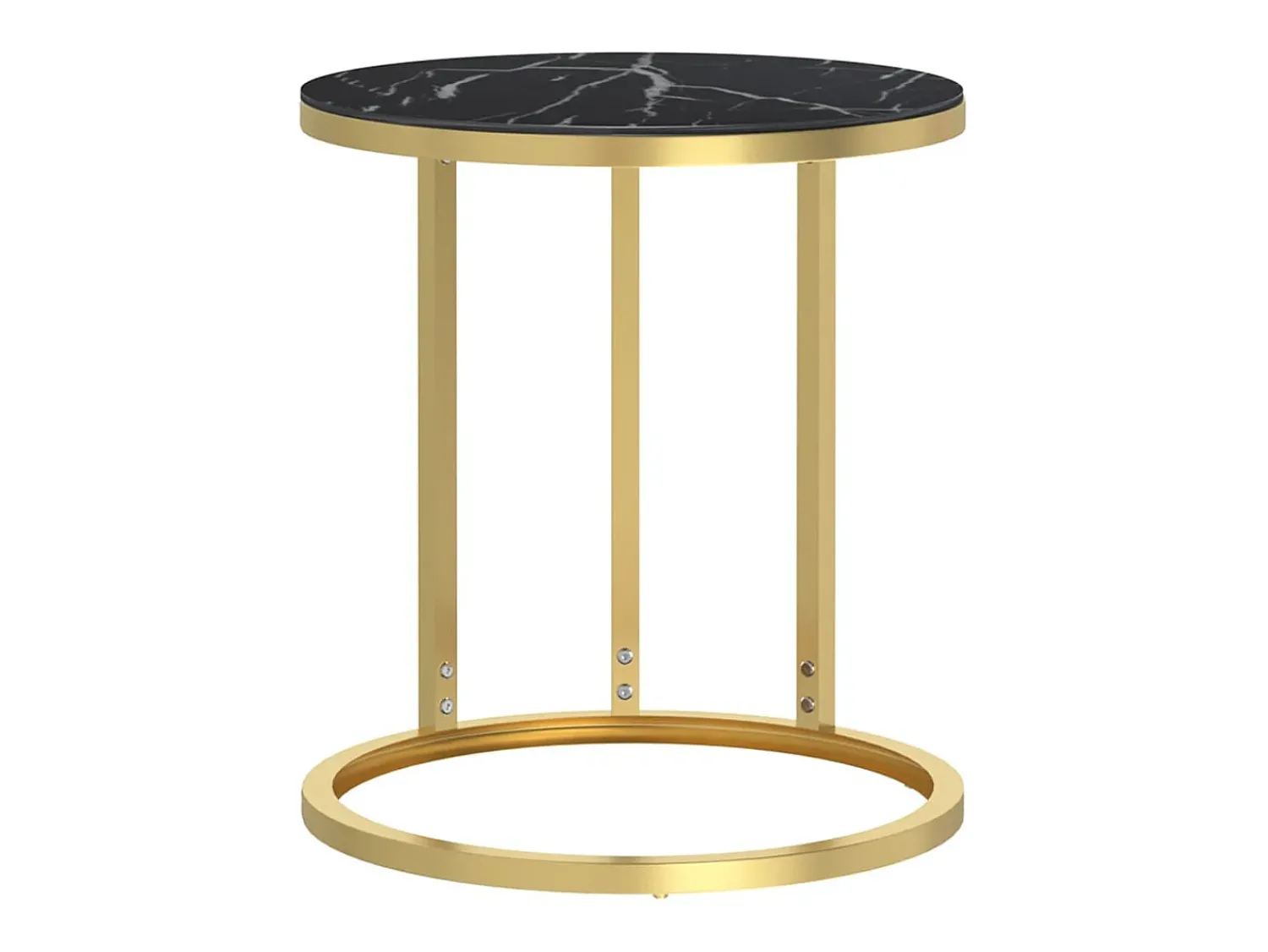 vidaxl Mesa de apoio 45 cm dourada e vidro temperado preto mármore^ Mesa De Apoio