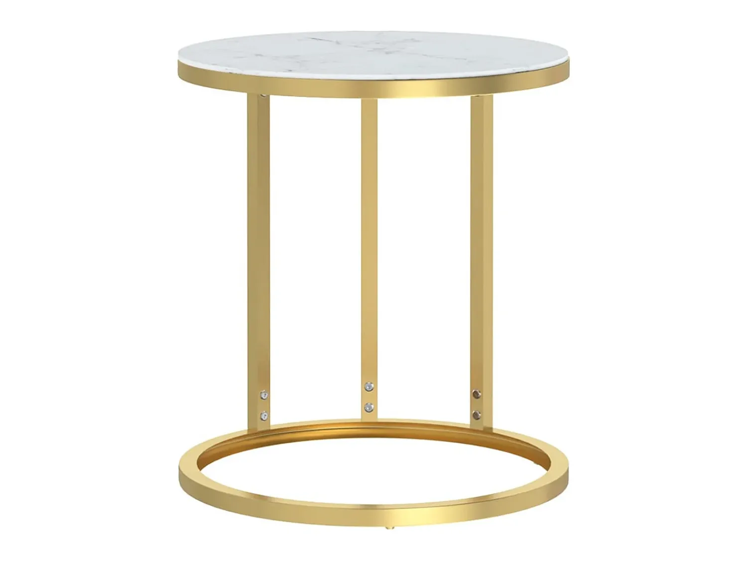 Mesa De Apoio| Mesa de apoio 45 cm dourada e vidro temperado branco mármore PT225078 Dourado