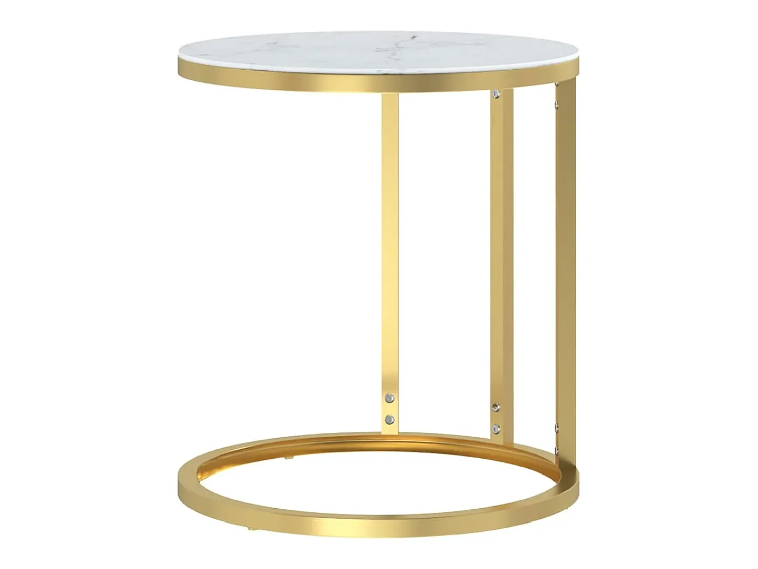 Mesa De Apoio| Mesa de apoio 45 cm dourada e vidro temperado branco mármore PT225078 Dourado