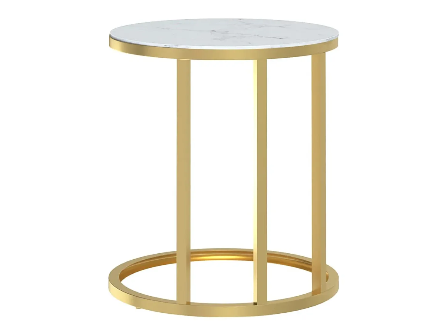 Mesa De Apoio| Mesa de apoio 45 cm dourada e vidro temperado branco mármore PT225078 Dourado