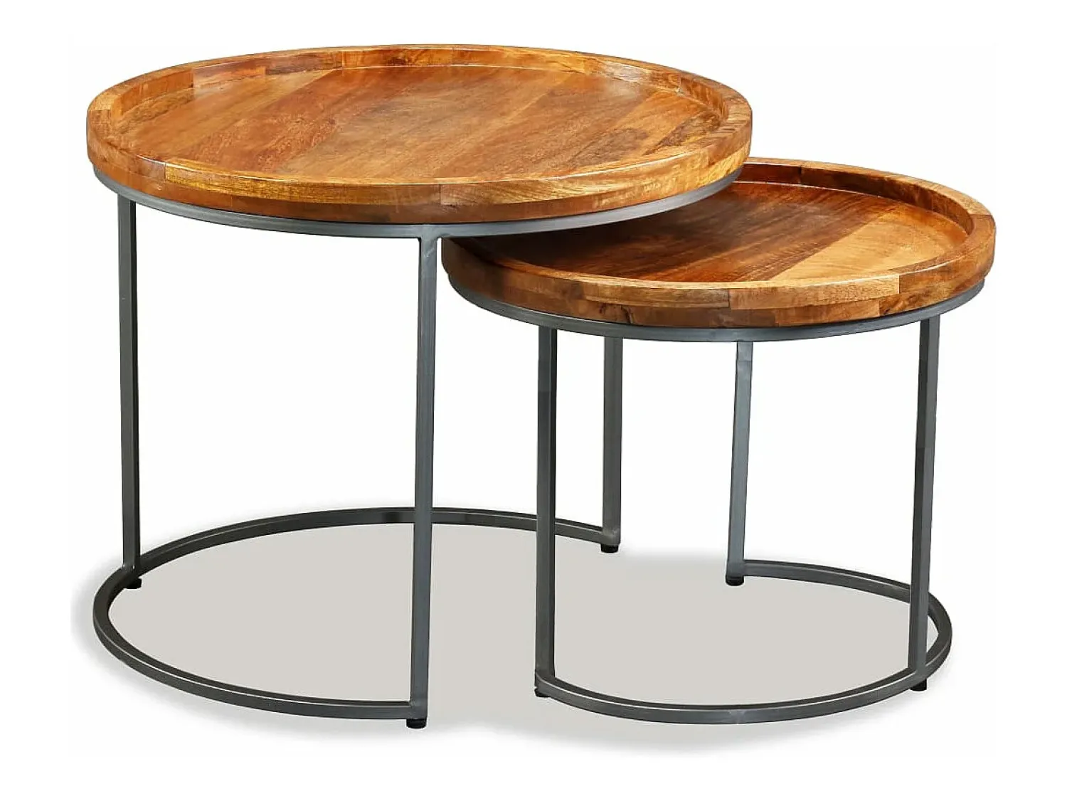 Outlet vidaxl Mesa de apoio 2 pcs madeira de mangueira maciça Natural claro