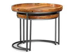 Outlet vidaxl Mesa de apoio 2 pcs madeira de mangueira maciça Natural claro
