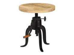 Mesa De Apoio|vidaxl Mesa de apoio 45 x (45-62) cm madeira mangueira e ferro fundido Natural claro