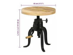 Mesa De Apoio|vidaxl Mesa de apoio 45 x (45-62) cm madeira mangueira e ferro fundido Natural claro