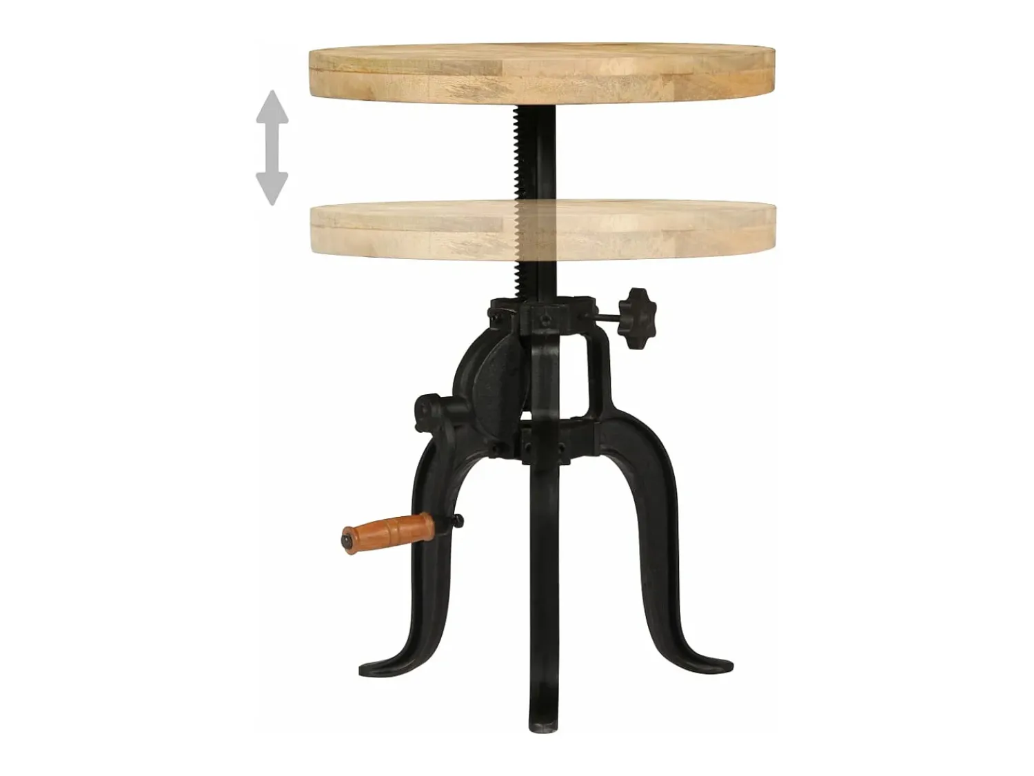 Mesa De Apoio|vidaxl Mesa de apoio 45 x (45-62) cm madeira mangueira e ferro fundido Natural claro