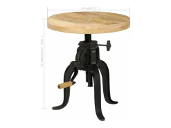 Mesa De Apoio|vidaxl Mesa de apoio 45 x (45-62) cm madeira mangueira e ferro fundido Natural claro
