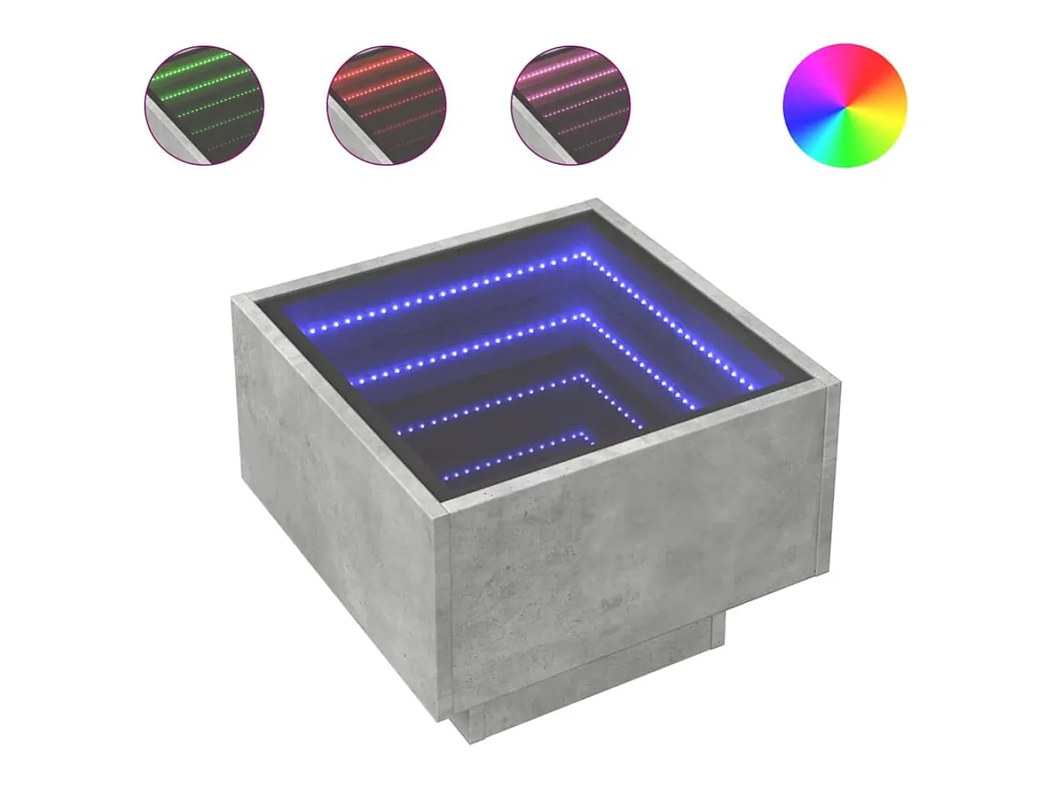 Mesa De Centro*vidaxl Mesa de apoio c/ LEDs 40x40x30 cm derivados de madeira Cinzento