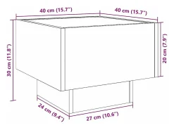 Mesa De Centro*vidaxl Mesa de apoio c/ LEDs 40x40x30 cm derivados de madeira Branco