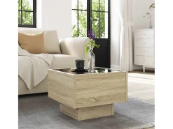 Mesa De Centro*vidaxl Mesa de apoio c/ LEDs 40x40x30 cm derivados de madeira Natural claro