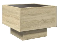 Mesa De Centro*vidaxl Mesa de apoio c/ LEDs 40x40x30 cm derivados de madeira Natural claro