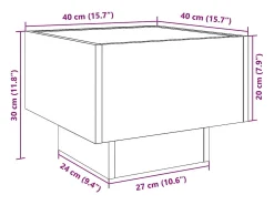 Mesa De Centro*vidaxl Mesa de apoio c/ LEDs 40x40x30 cm derivados de madeira Natural claro