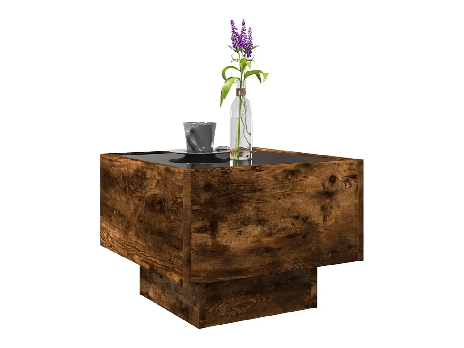 Mesa De Centro*vidaxl Mesa de apoio c/ LEDs 40x40x30 cm derivados de madeira Natural claro