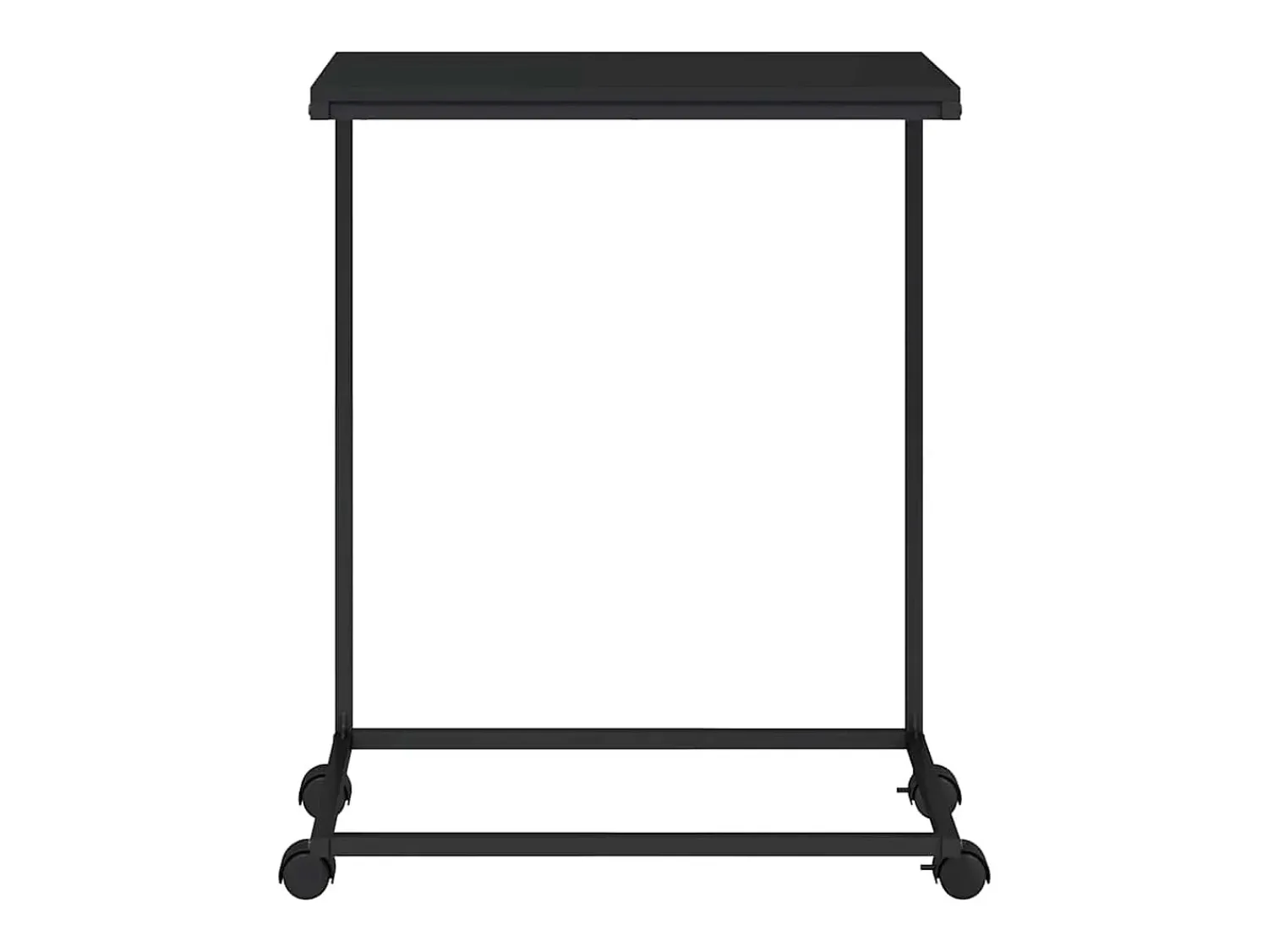 vidaxl Mesa de apoio c/ rodas 55x35x70 cm derivados de madeira preta^ Mesa De Apoio