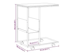 Mesa De Apoio|vidaxl Mesa de apoio c/ rodas 55x36x63,5 cm derivados de madeira Preto