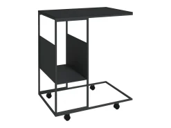 Outlet vidaxl Mesa de apoio c/ rodas 55x36x63,5 cm derivados de madeira Preto