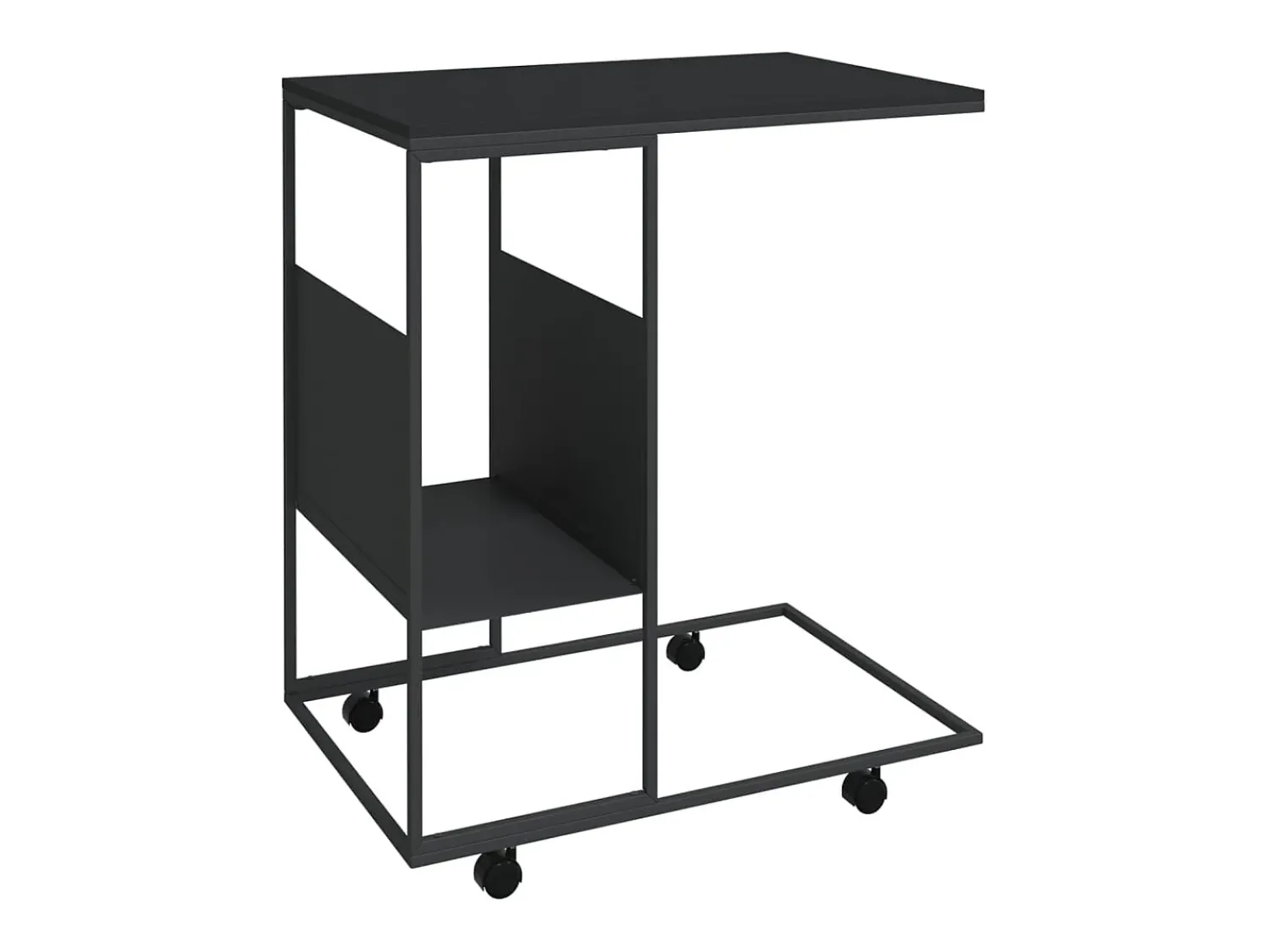 Outlet vidaxl Mesa de apoio c/ rodas 55x36x63,5 cm derivados de madeira Preto