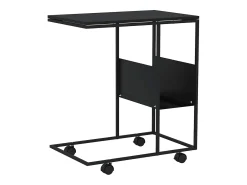 Outlet vidaxl Mesa de apoio c/ rodas 55x36x63,5 cm derivados de madeira Preto