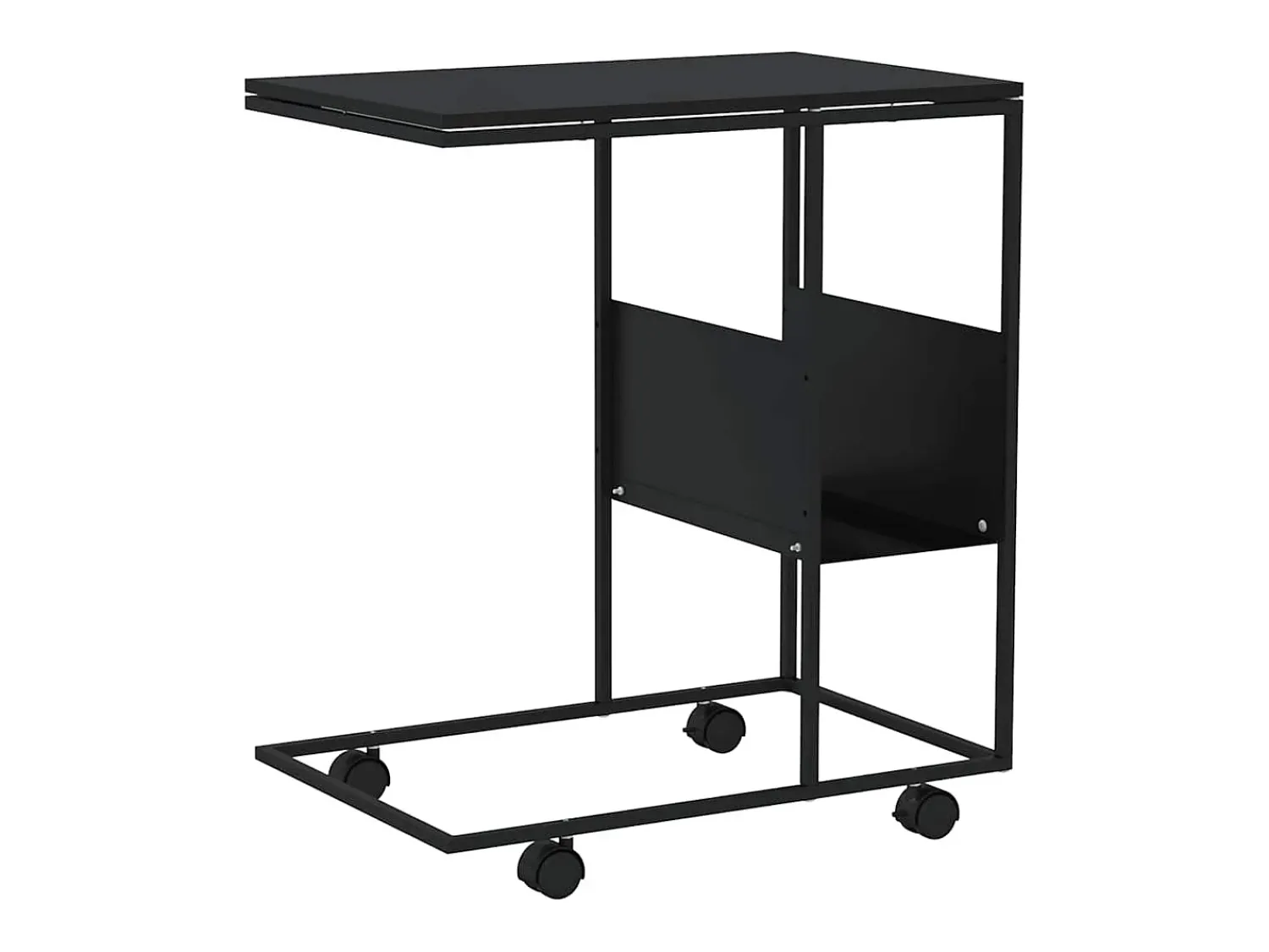 Outlet vidaxl Mesa de apoio c/ rodas 55x36x63,5 cm derivados de madeira Preto