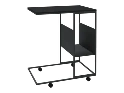 Outlet vidaxl Mesa de apoio c/ rodas 55x36x63,5 cm derivados de madeira Preto