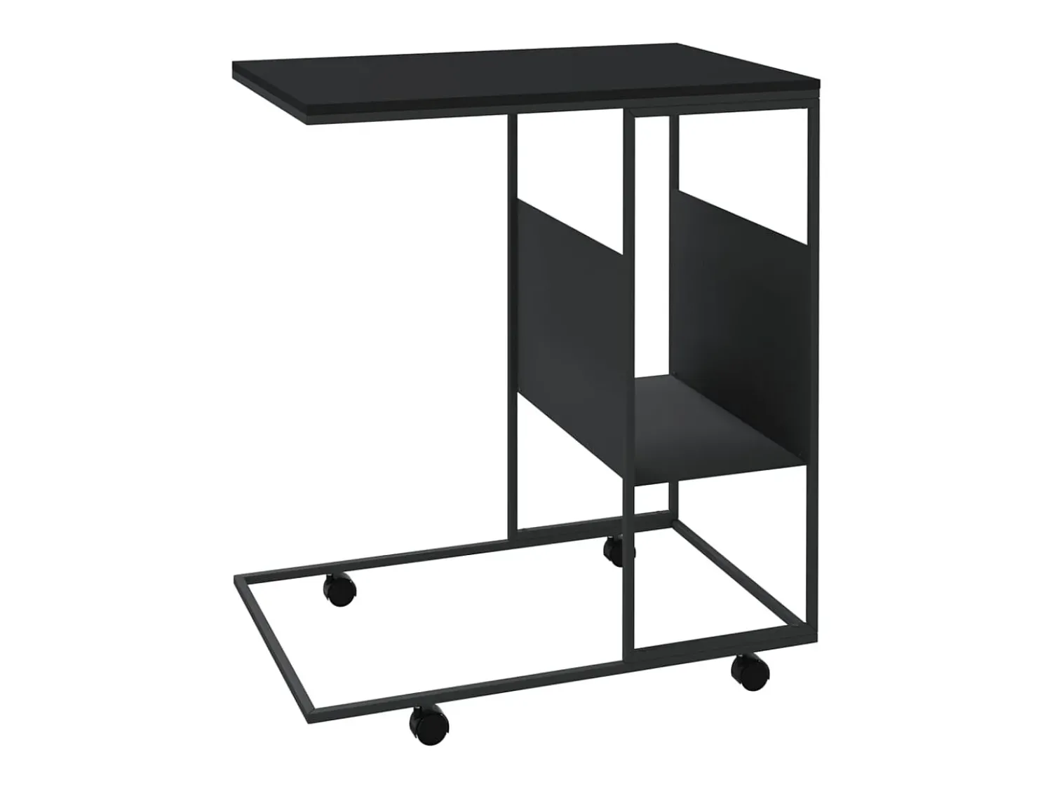 Outlet vidaxl Mesa de apoio c/ rodas 55x36x63,5 cm derivados de madeira Preto