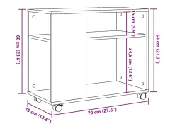 Mesa De Apoio*vidaxl Mesa de apoio c/ rodas 70x35x60 cm derivados de madeira Branco